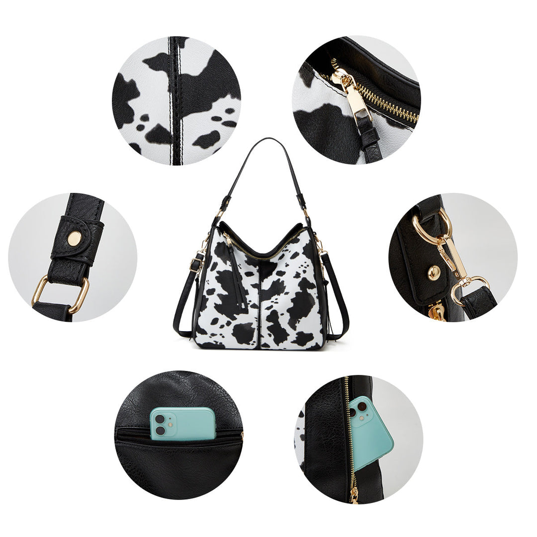 Luxury Leather Print Hobo Anti-Theft Handbag + FREE Pouch Wallet